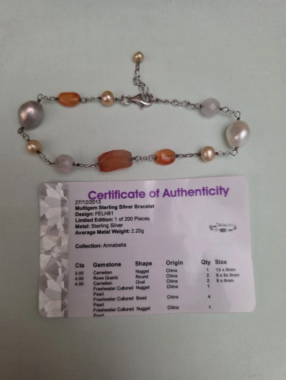 Gemporia Annabella Collection Multigem & Pearl Silver Bracelet